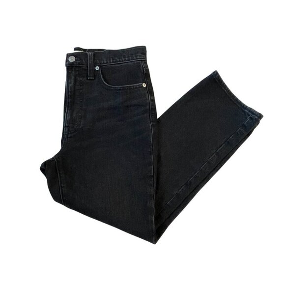 Madewell High Rise Slim Demi-Boot Jeans‎ Lunar Wash Women's Size 27P black - Picture 2 of 9